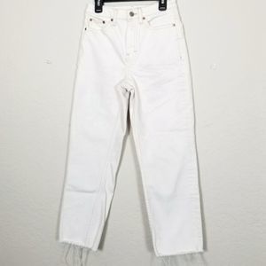 Topshop Fray Raw Cutoff Capri jeans